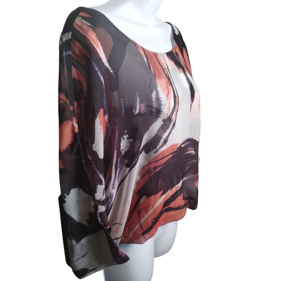 Liverpool Women 3/4 Puff Sleeve Round Neck Elastic Waist Tie Open Back Small - Picture 4 of 7